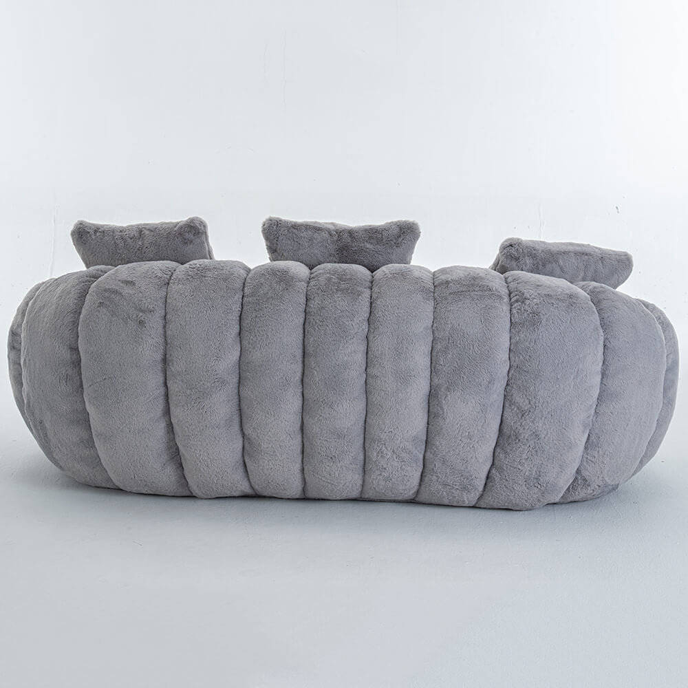 SEYNAR 75" Modern Loveseat Sofa with 3 Pillows, Cozy Faux Fur Double Couch for Living Room