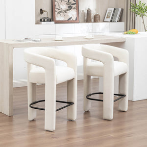SEYNAR Modern Velvet 34.6''H Fixed Height Open-Back Bar Stool with Metal Footrest(Single/Set of 2)