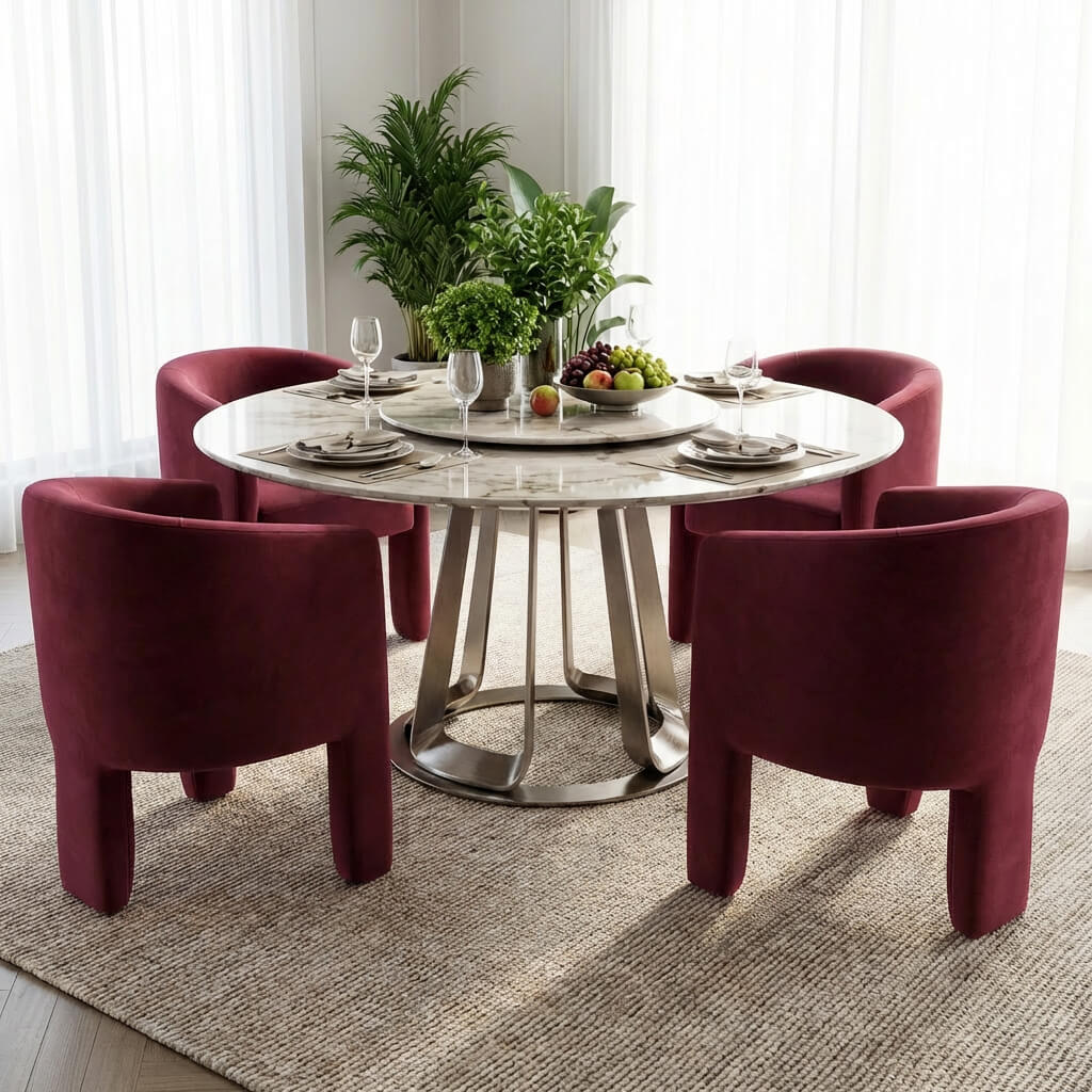 SEYNAR Modern Velvet Accent Chair, Upholstered Barrel Chair with Unique Solid Base for Living Room Soft Club Chair(Single/Set of 2/4/6)