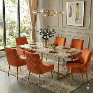 SEYNAR Modern Glam Boucle Pleated Velvet Dining Chair or Vanity Chair Set of 2/4/6