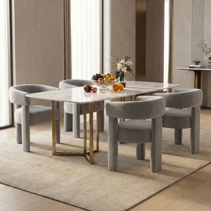 SEYNAR Modern Velvet Accent Chair, Upholstered Barrel Armchair with Curved Back and Thickened Padded Seat,Single chair or Set of 2/4/6