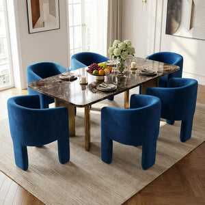 SEYNAR Modern Velvet Accent Chair, Upholstered Barrel Chair with Unique Solid Base for Living Room Soft Club Chair(Single/Set of 2/4/6)