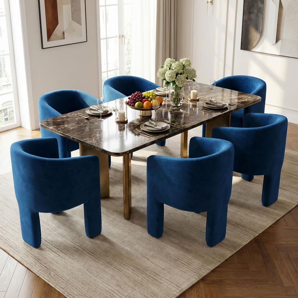SEYNAR Modern Velvet Accent Chair, Upholstered Barrel Chair with Unique Solid Base for Living Room Soft Club Chair(Single/Set of 2/4/6)
