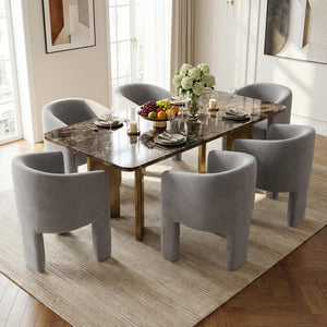 SEYNAR Modern Velvet Accent Chair, Upholstered Barrel Chair with Unique Solid Base for Living Room Soft Club Chair(Single/Set of 2/4/6)