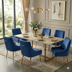 SEYNAR Modern Glam Boucle Pleated Velvet Dining Chair or Vanity Chair Set of 2/4/6