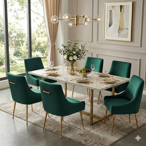 SEYNAR Modern Glam Boucle Pleated Velvet Dining Chair or Vanity Chair Set of 2/4/6