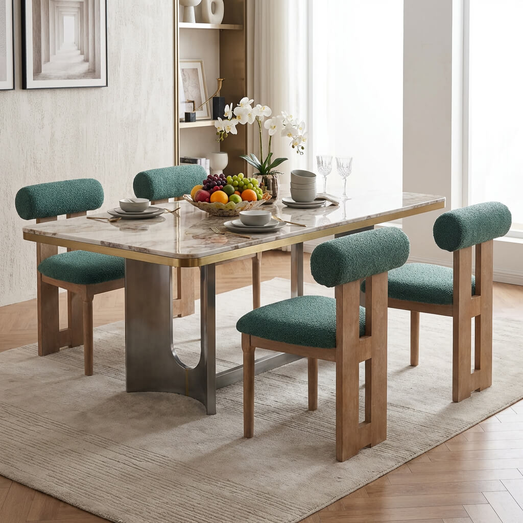 SEYNAR Set of 2/4/6 Modern Linen Upholstered Dining Chairs with Bolster Backrest