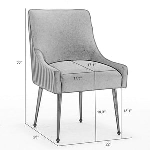 SEYNAR Modern Glam Velvet Black Metal Legs Dining Chair or Vanity Chair Set of 2/4/6 with Rear Handle
