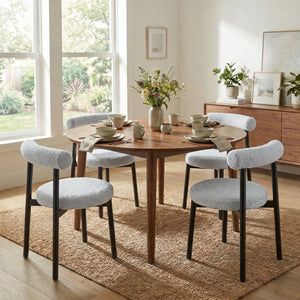 SEYNAR Modern Teddy Fabric Dining Chairs Set of 2/4/6, Minimalist Boucle Chairs