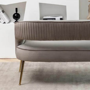 SEYNAR Modern 51'' Velvet Tufted Loveseat Open Back with Golden Metal Legs