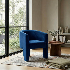 SEYNAR Modern Velvet Accent Chair, Upholstered Barrel Chair with Unique Solid Base for Living Room Soft Club Chair(Single/Set of 2/4/6)