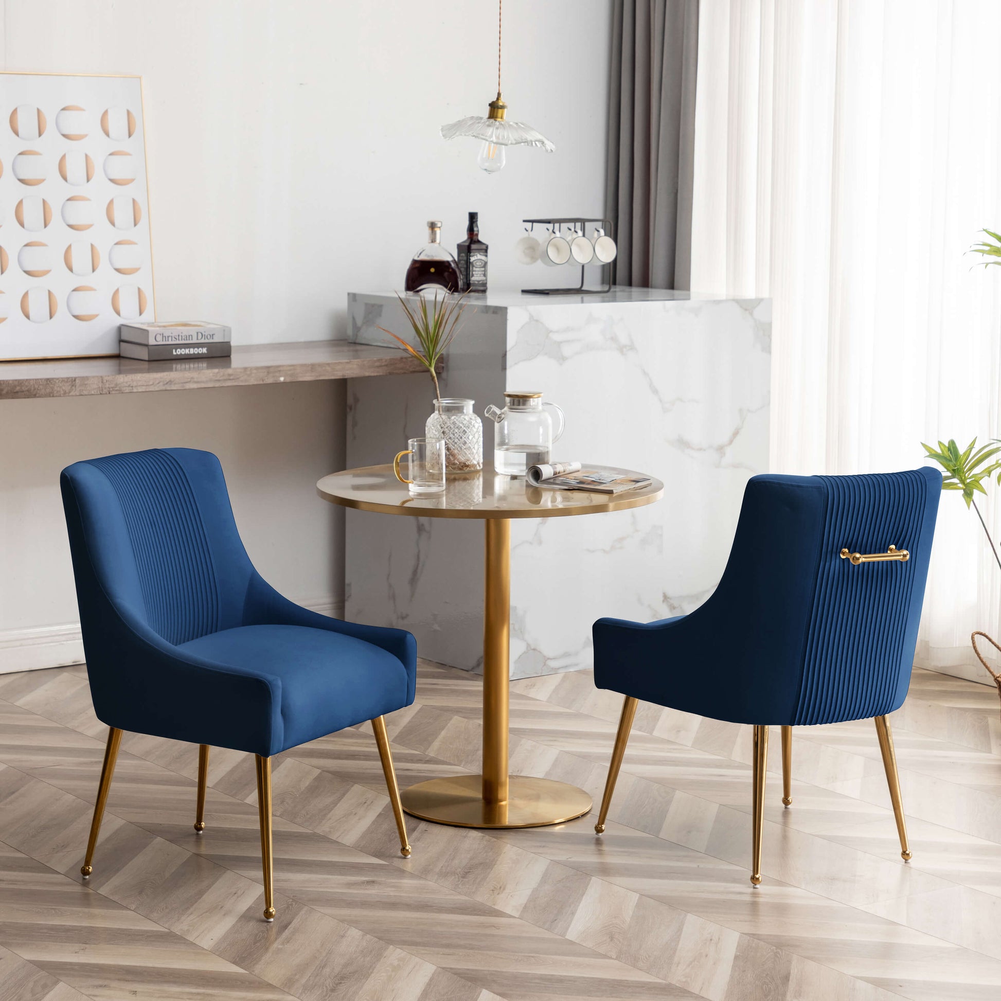 SEYNAR Modern Glam Velvet Dining Chair Set of 2/4/6 with Rear Handle