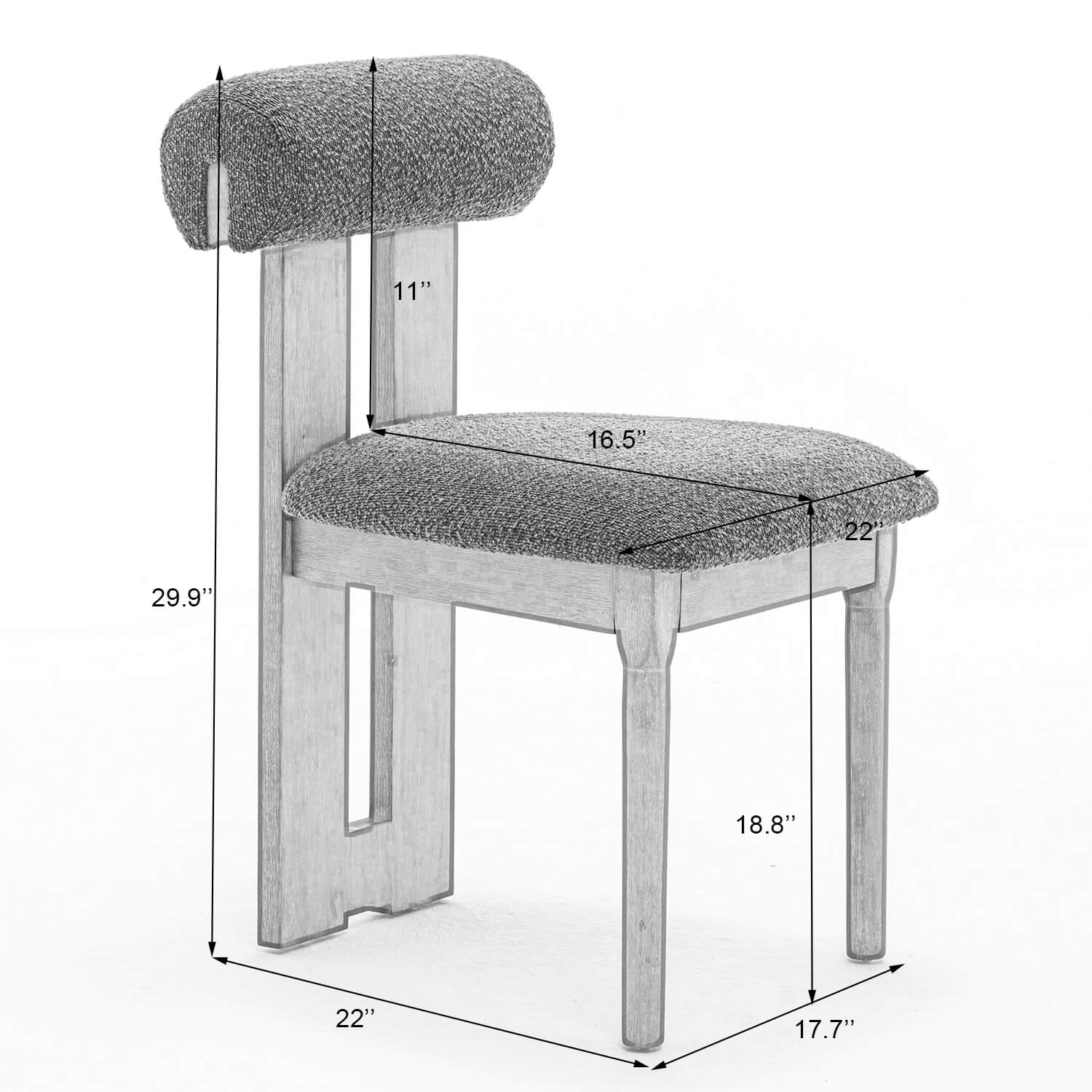 SEYNAR Set of 2/4/6 Modern Linen Upholstered Dining Chairs with Bolster Backrest
