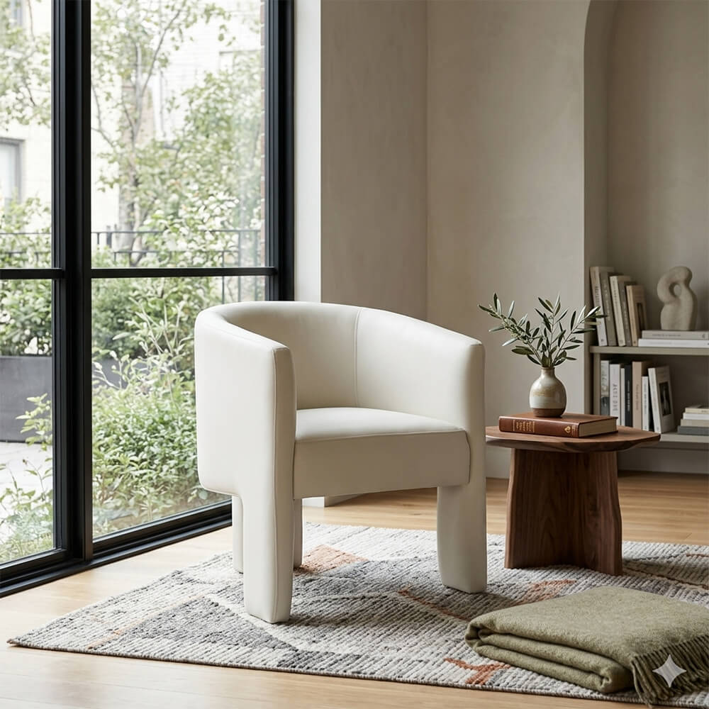 SEYNAR Modern Velvet Accent Chair, Upholstered Barrel Chair with Unique Solid Base for Living Room Soft Club Chair(Single/Set of 2/4/6)