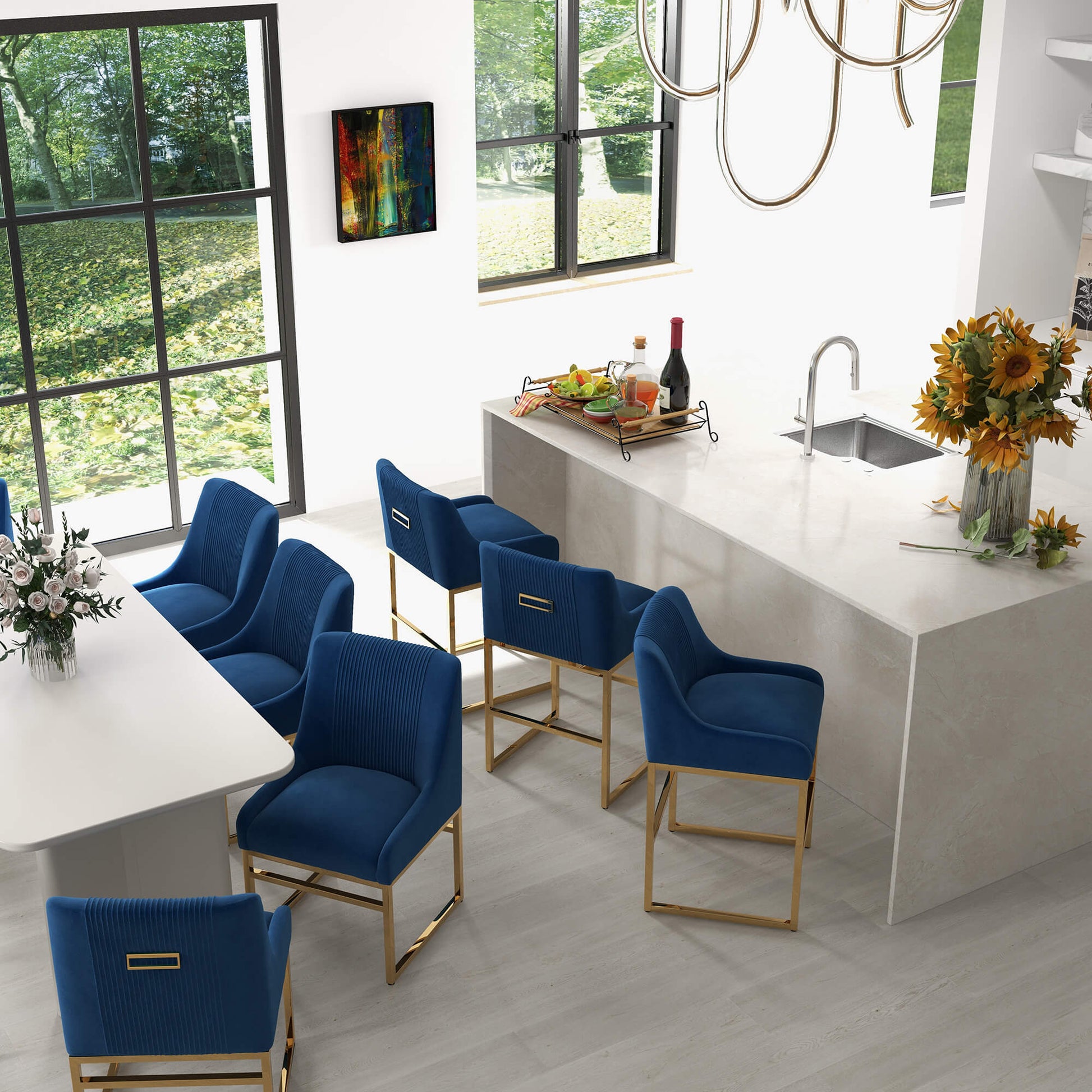 SEYNAR Contempoary Velvet Dining Chair with Metal Frame Legs, set of 2/4/6/8