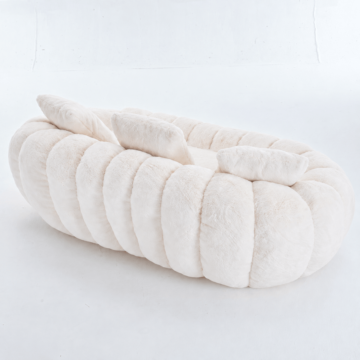SEYNAR 75" Modern Loveseat Sofa with 3 Pillows, Cozy Faux Fur Double Couch for Living Room