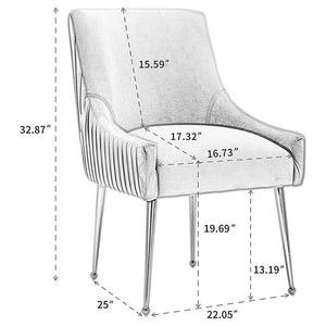SEYNAR Modern Velvet Pleated Finish Back Dining Chair Set of 2/4/6 with Rear Handle