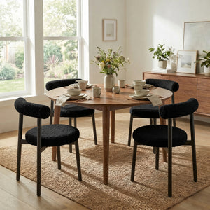 SEYNAR Modern Teddy Fabric Dining Chairs Set of 2/4/6, Minimalist Boucle Chairs