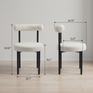 SEYNAR Modern Teddy Fabric Dining Chairs Set of 2/4/6, Minimalist Boucle Chairs