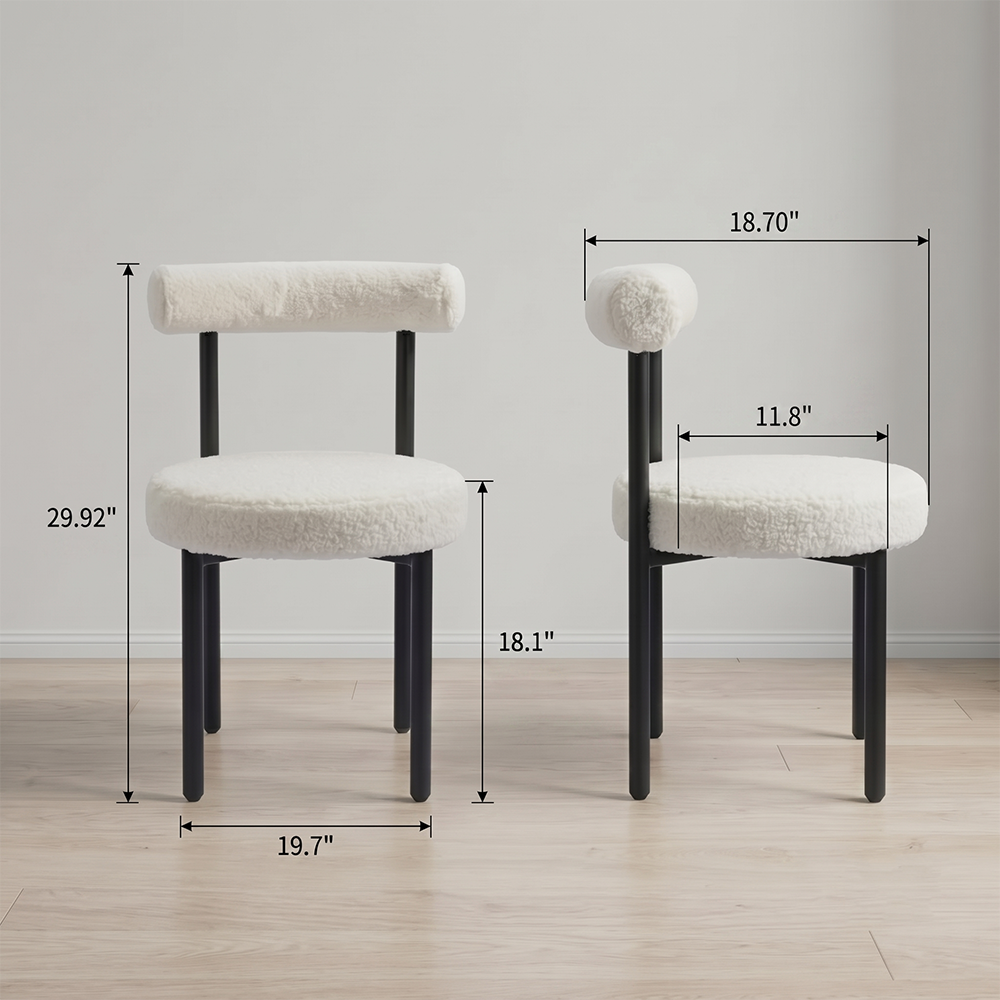 SEYNAR Modern Teddy Fabric Dining Chairs Set of 2/4/6, Minimalist Boucle Chairs