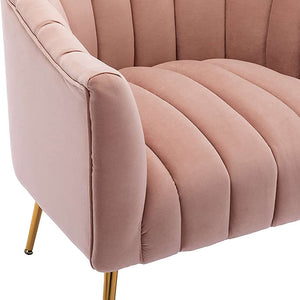SEYNAR Modern Velvet Accent Chair,Round Upholstered Barrel Chair for Living Room