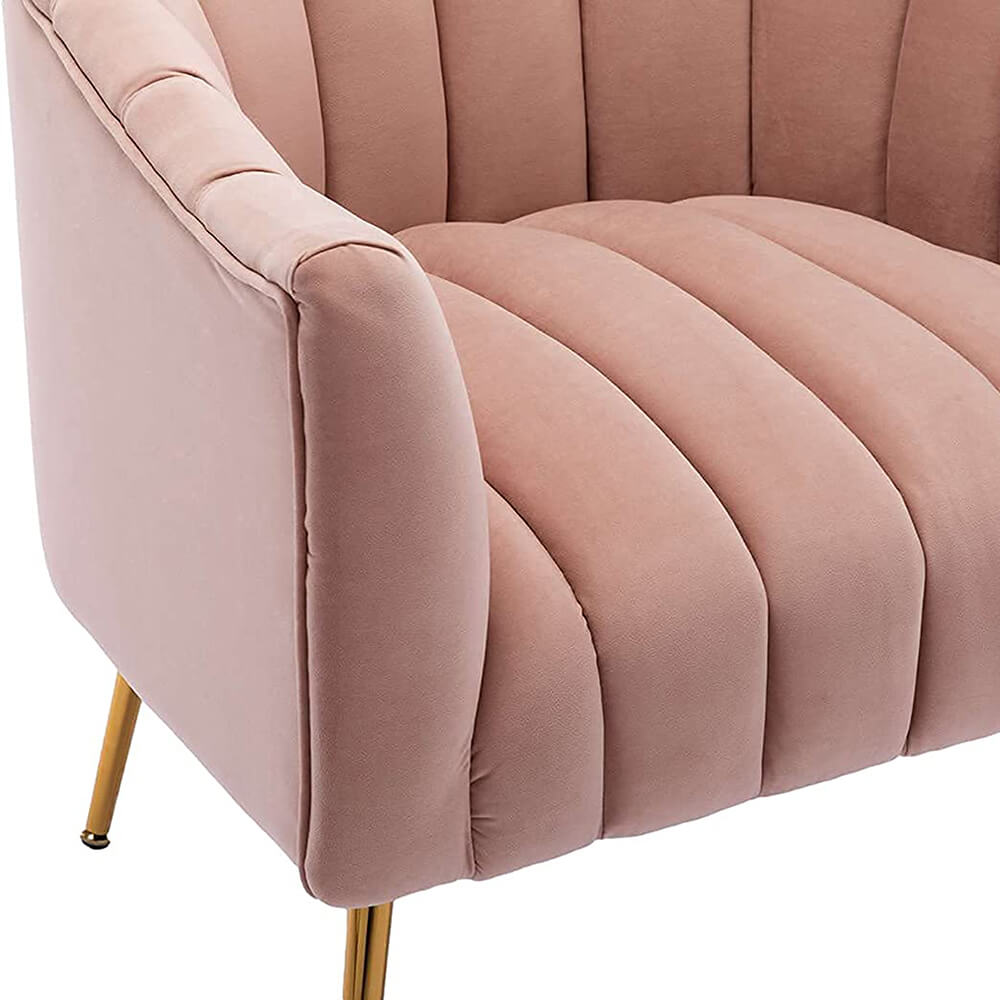 SEYNAR Modern Velvet Accent Chair,Round Upholstered Barrel Chair for Living Room
