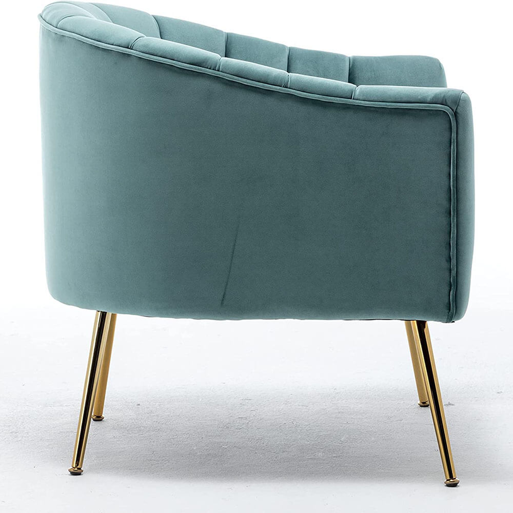 SEYNAR Modern Velvet Accent Chair,Round Upholstered Barrel Chair for Living Room