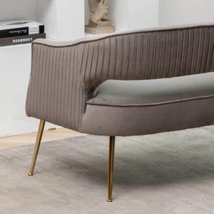 SEYNAR Modern 51'' Velvet Tufted Loveseat Open Back with Golden Metal Legs
