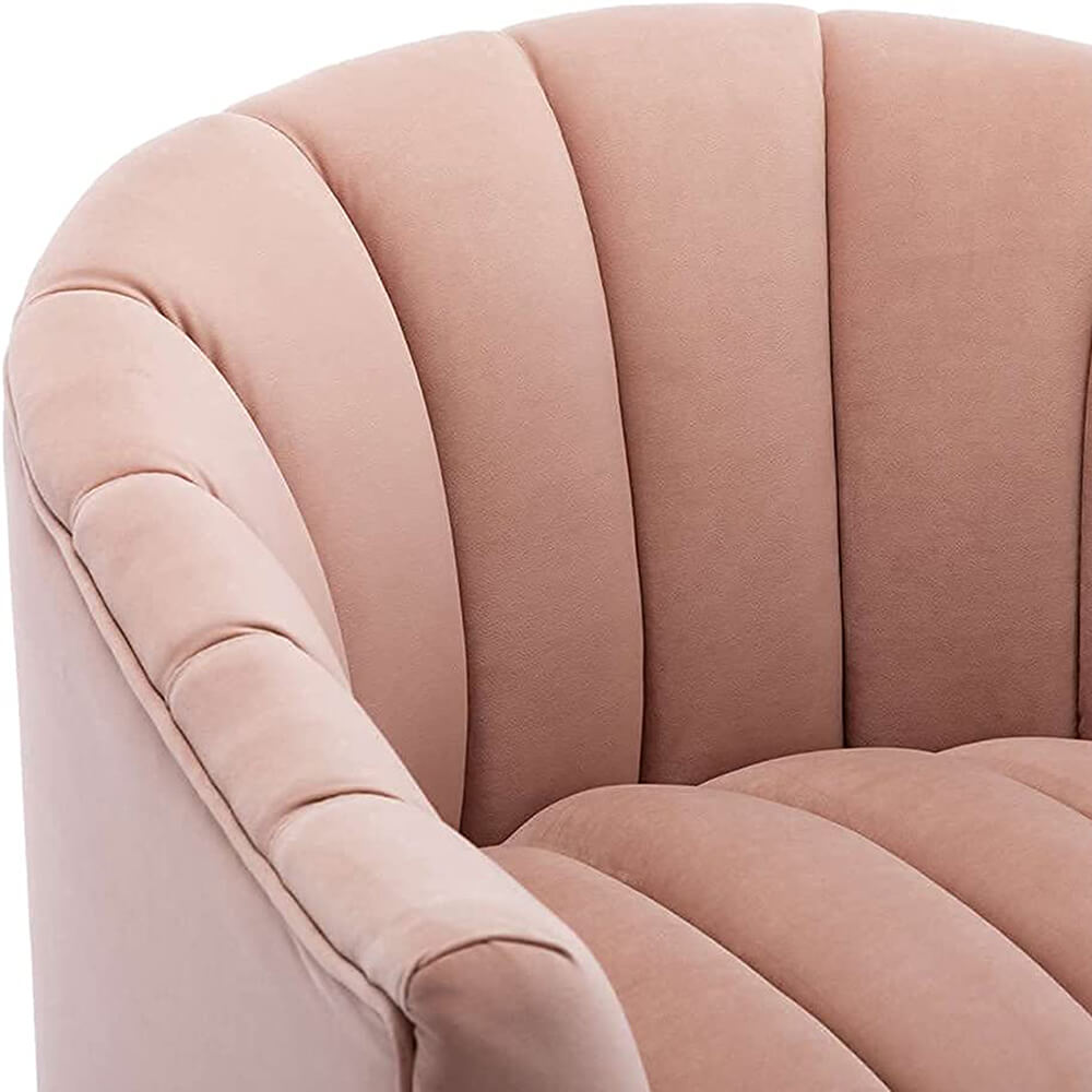 SEYNAR Modern Velvet Accent Chair,Round Upholstered Barrel Chair for Living Room