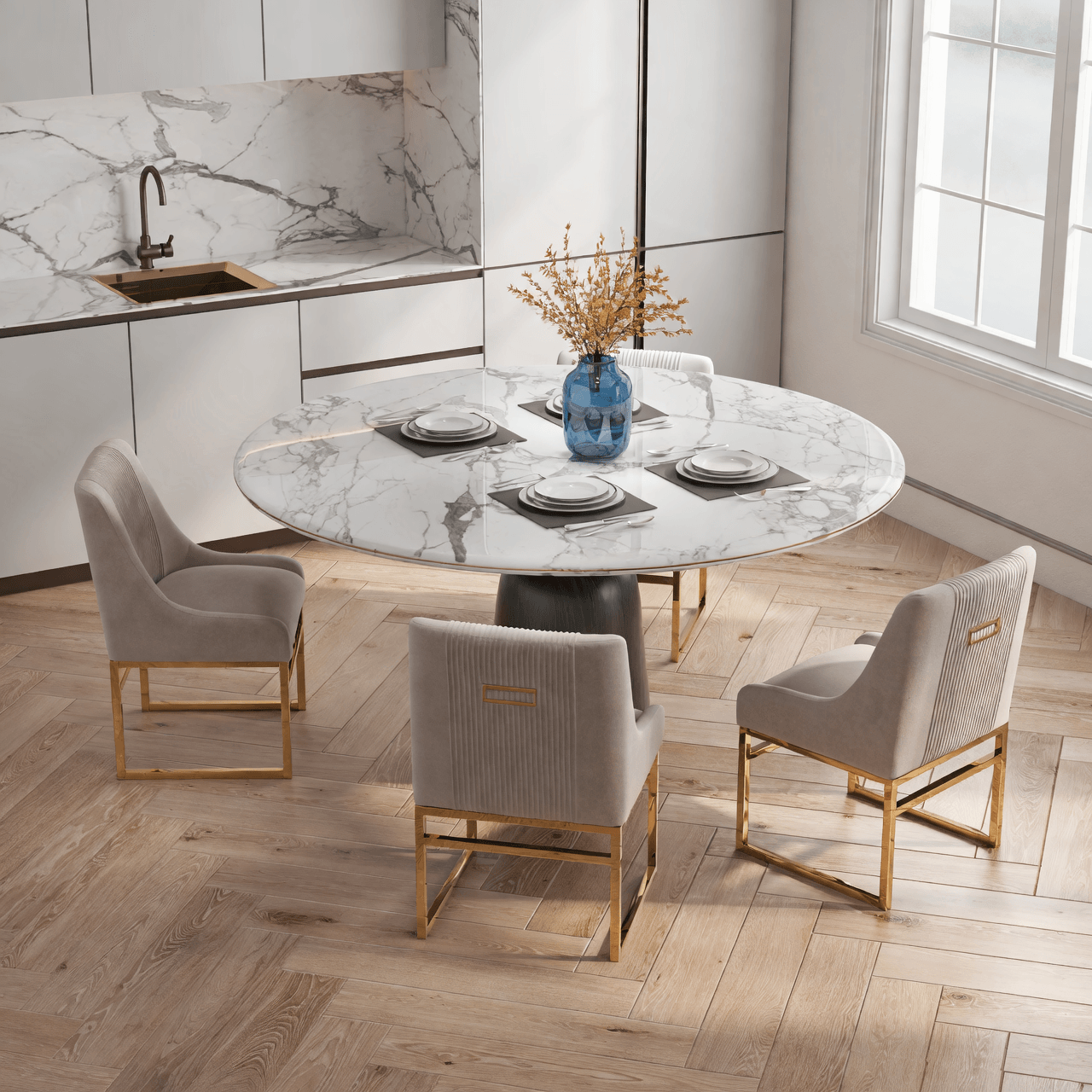 SEYNAR Contempoary Velvet Dining Chair with Metal Frame Legs, set of 2/4/6/8
