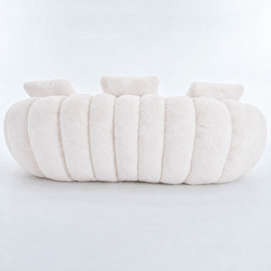 SEYNAR 75" Modern Loveseat Sofa with 3 Pillows, Cozy Faux Fur Double Couch for Living Room