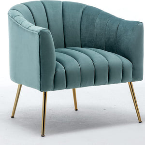 SEYNAR Modern Velvet Accent Chair,Round Upholstered Barrel Chair for Living Room