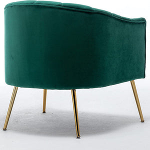 SEYNAR Modern Velvet Accent Chair,Round Upholstered Barrel Chair for Living Room