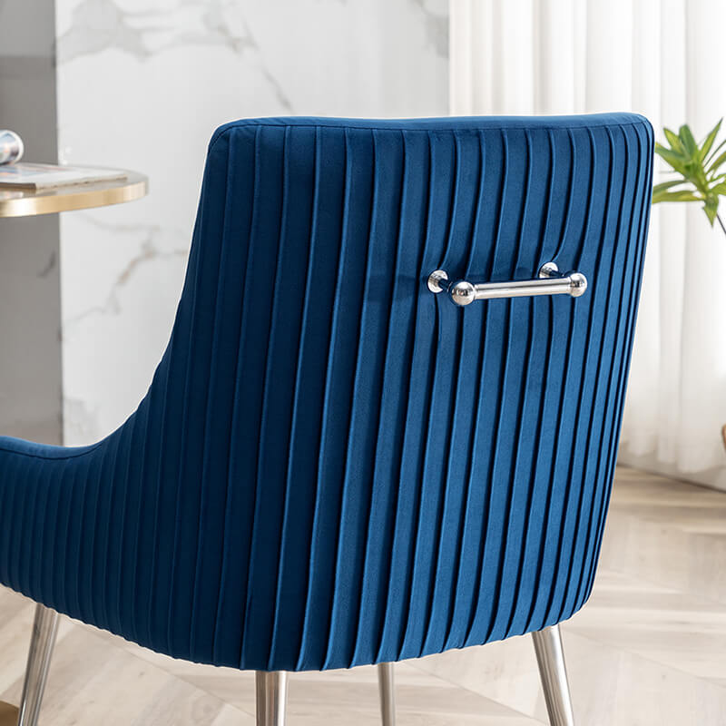 SEYNAR Modern Velvet Pleated Finish Back Dining Chair Set of 2/4/6 with Rear Handle