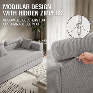 SEYNAR Corduroy Folding Sofa Bed, Memory Foam Compressed Sleeper Couch No Assembly