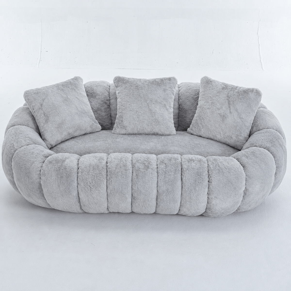 SEYNAR 75" Modern Loveseat Sofa with 3 Pillows, Cozy Faux Fur Double Couch for Living Room