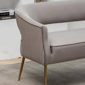 SEYNAR Modern 51'' Velvet Tufted Loveseat Open Back with Golden Metal Legs