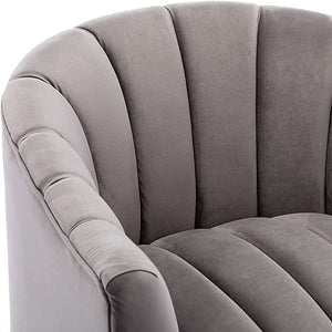 SEYNAR Modern Velvet Accent Chair,Round Upholstered Barrel Chair for Living Room