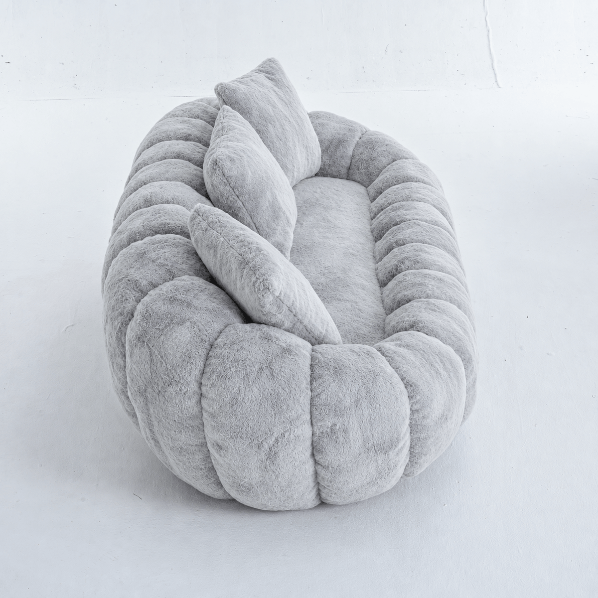 SEYNAR 75" Modern Loveseat Sofa with 3 Pillows, Cozy Faux Fur Double Couch for Living Room
