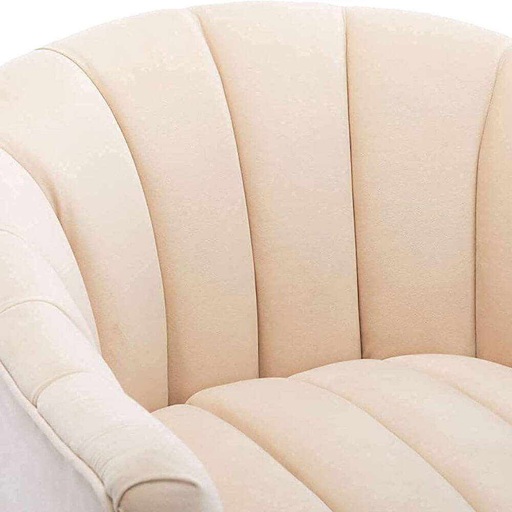 SEYNAR Modern Velvet Accent Chair,Round Upholstered Barrel Chair for Living Room