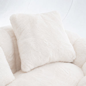 SEYNAR 75" Modern Loveseat Sofa with 3 Pillows, Cozy Faux Fur Double Couch for Living Room