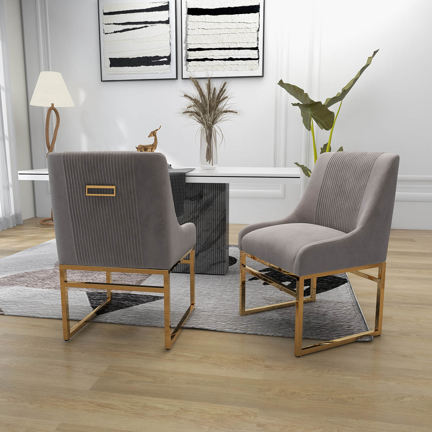 SEYNAR Contempoary Velvet Dining Chair with Metal Frame Legs, set of 2/4/6/8