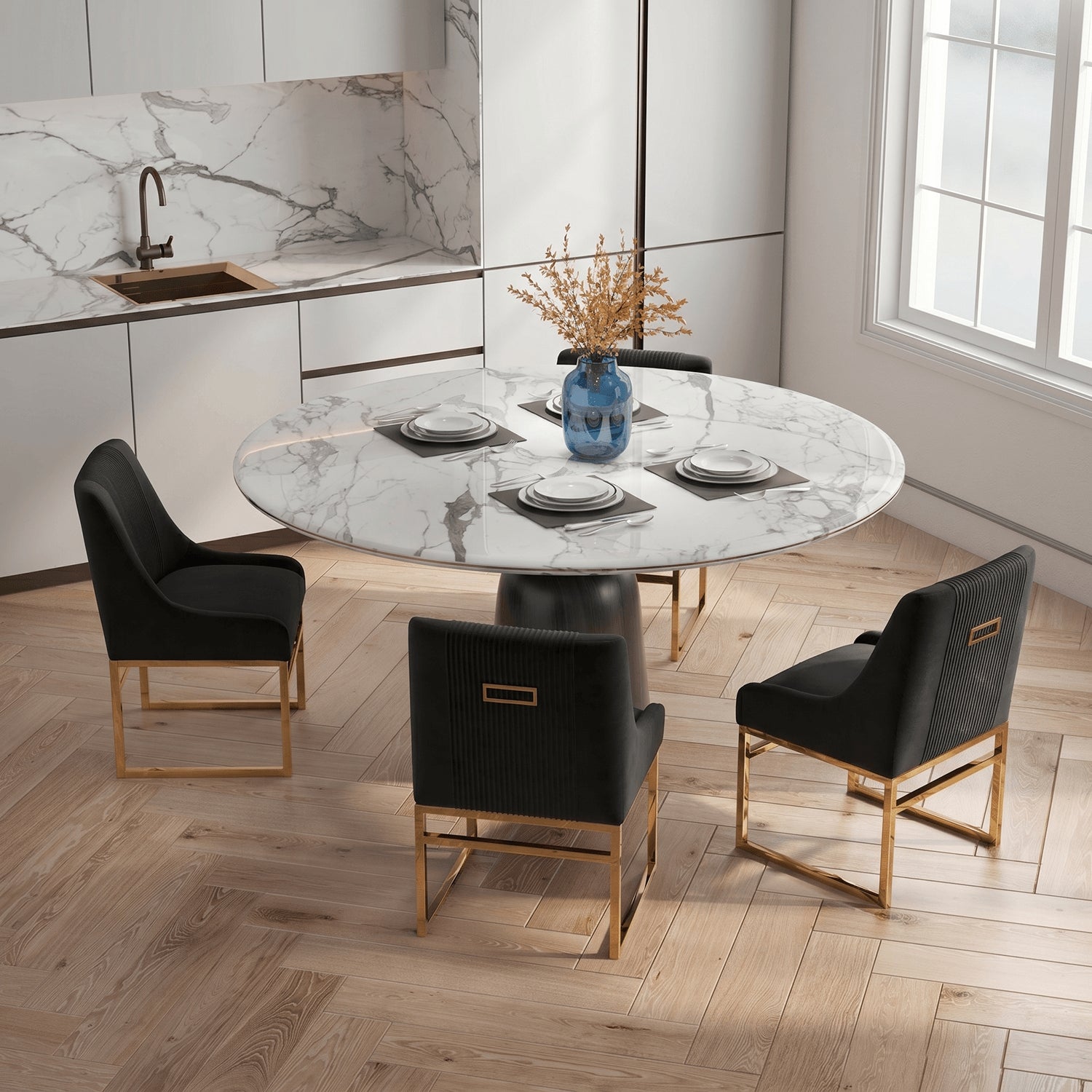 SEYNAR Contempoary Velvet Dining Chair with Metal Frame Legs, set of 2/4/6/8